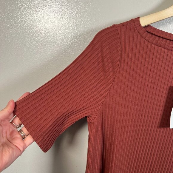 Eileen Fisher Bateau Neck Tunic Size Small Ribbed Deep Tumeric Lagenlook Minimal - Picture 6 of 10